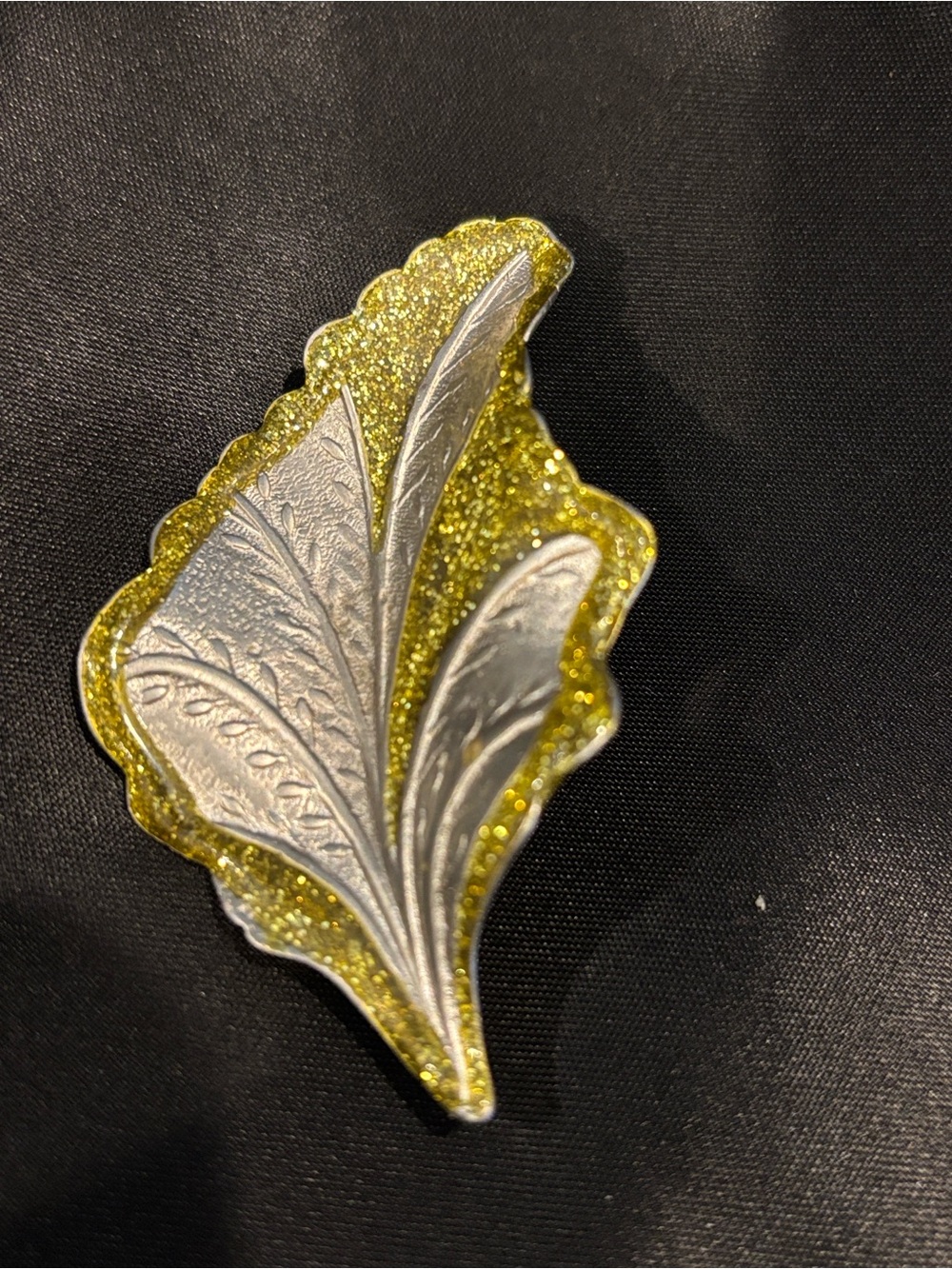 Decorative Glitter Leaf Accent - Gold and Silver